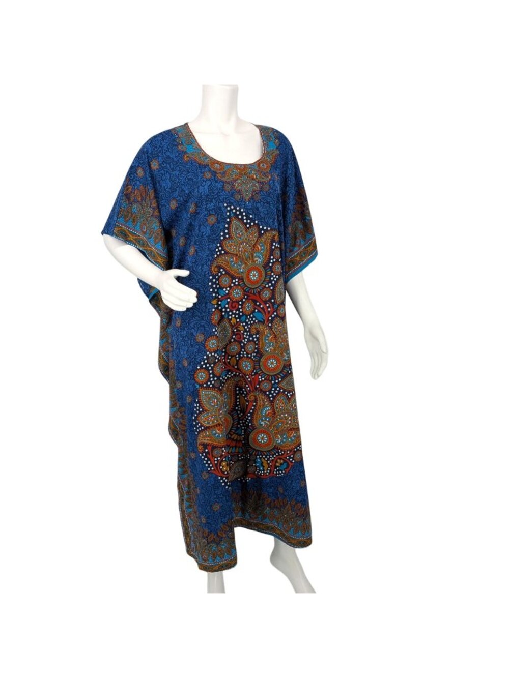 Vintage Kaftan Maxi Dress Paisley Resort Festival Vacation Lagen Y2K One Size